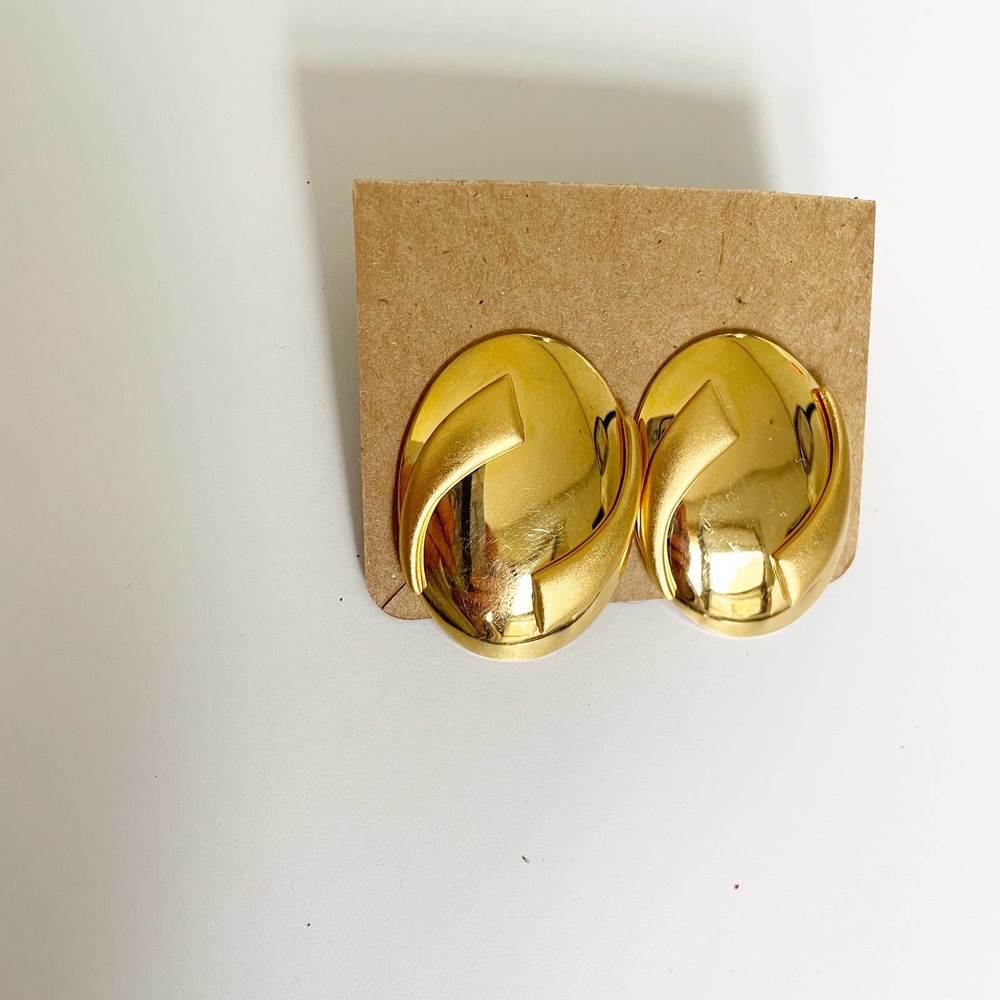Vintage Monet Gold-tone Large Oval Earrings